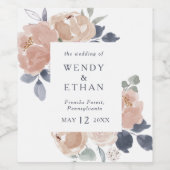 Eenvoudig rustiek bloemenbruiloft wijn label etiket (Enkel label)