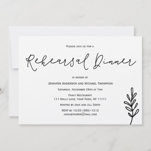 Eenvoudig rustiek botanisch blad repetitie diner kaart (Voorkant)