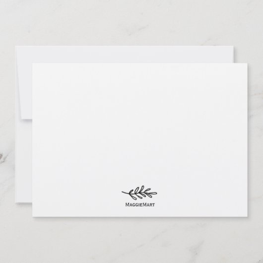 Eenvoudig rustiek botanisch blad repetitie diner kaart (Achterkant)