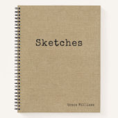 Eenvoudig Rustiek Burlap Patroon met Jouw naam Notitieboek (Voorkant)