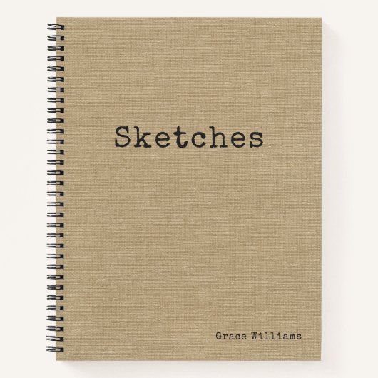 Eenvoudig Rustiek Burlap Patroon met Jouw naam Notitieboek (Voorkant)