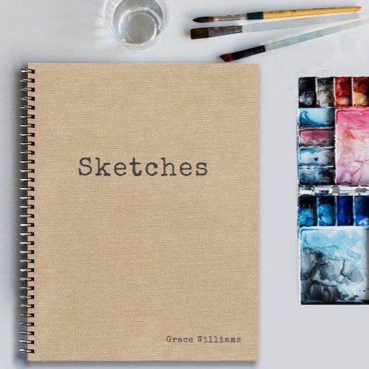 Eenvoudig Rustiek Burlap Patroon met Jouw naam Notitieboek