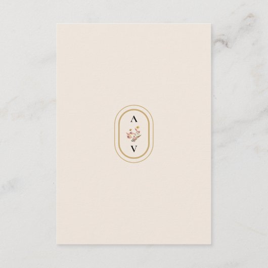 Eenvoudig Rustiek Herfst Beige Trouw Monogram Deta Informatiekaartje (Achterkant)