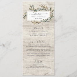Eenvoudig rustiek hout Botanisch Kruid Wedding Men Menu