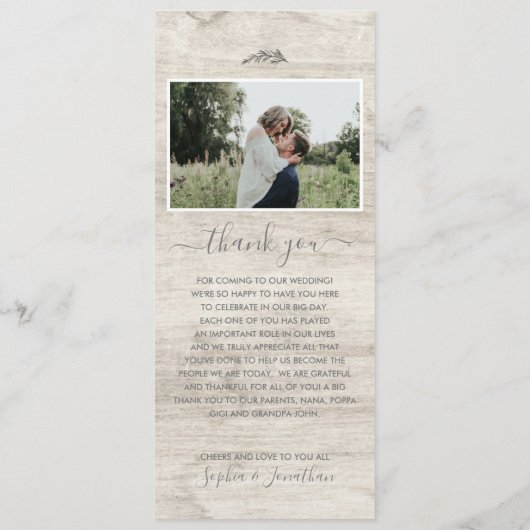 Eenvoudig rustiek hout Botanisch Kruid Wedding Men Menu (Achterkant)