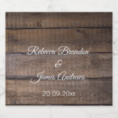 Eenvoudig rustiek hout bruiloft mousserende wijn l sparkling wijnetiket (Enkel label)