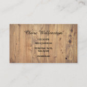Eenvoudig rustiek hout effect visitekaartje (Achterkant)
