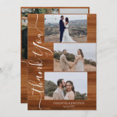 Eenvoudig rustiek hout Elegant Script 6 foto's bru Bedankkaart (Voorkant / Achterkant)