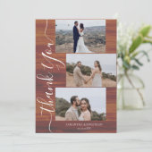 Eenvoudig rustiek hout Elegant Script 6 foto's bru Bedankkaart (Staand voorkant)