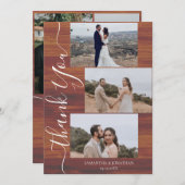 Eenvoudig rustiek hout Elegant Script 6 foto's bru Bedankkaart (Voorkant / Achterkant)