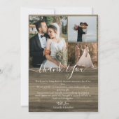 Eenvoudig rustiek hout Elegant Script 6 foto's bru Bedankkaart (Achterkant)