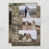 Eenvoudig rustiek hout Elegant Script 6 foto's bru Bedankkaart (Voorkant / Achterkant)