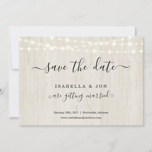 Eenvoudig rustiek hout Save the Date Aankondiging (Voorkant)