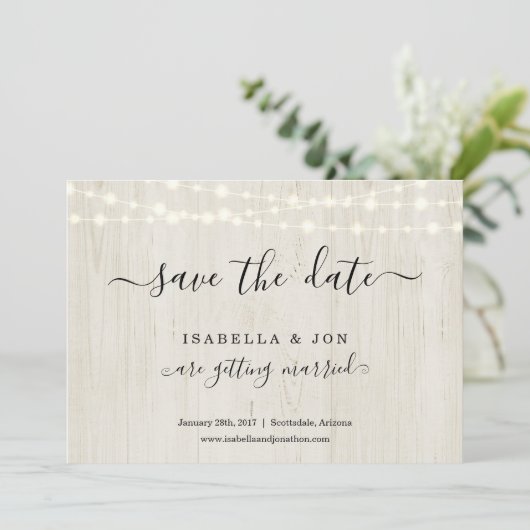 Eenvoudig rustiek hout Save the Date Aankondiging (Staand voorkant)