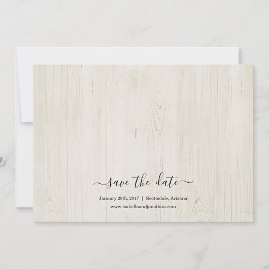 Eenvoudig rustiek hout Save the Date Aankondiging (Achterkant)