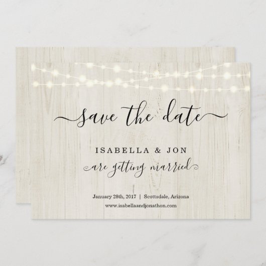 Eenvoudig rustiek hout Save the Date Aankondiging (Voorkant / Achterkant)