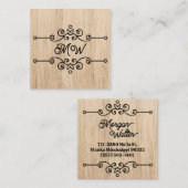 Eenvoudig Rustiek Houten Bloemmotief Monogram Vint Vierkante Visitekaartje (Voorkant / Achterkant)