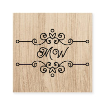 Eenvoudig Rustiek Houten Bloemmotief Monogram Vint