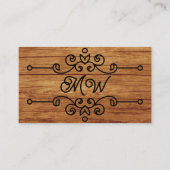 Eenvoudig Rustiek Houten Bloemmotief Monogram Vint Visitekaartje (Voorkant)