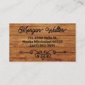 Eenvoudig Rustiek Houten Bloemmotief Monogram Vint Visitekaartje (Achterkant)