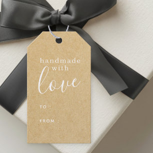 Eenvoudig Rustiek Kraft Ambachtelijk met Liefde Cadeaulabel