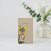 Eenvoudig Rustiek Kraft Papier Zonnebloem Visiteka Visitekaartje (Staand voorkant)