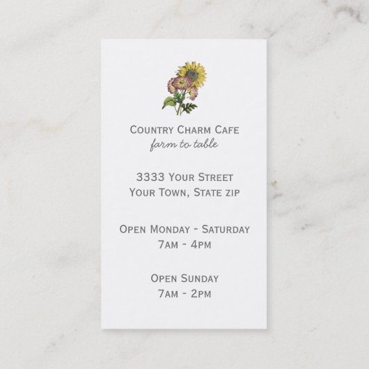 Eenvoudig Rustiek Kraft Papier Zonnebloem Visiteka Visitekaartje (Achterkant)