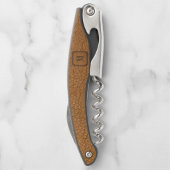 Eenvoudig rustiek land  lederen monogram kurkentrekker (Achterkant)