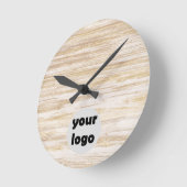 Eenvoudig rustiek natuurlijk beige hout met Logo Ronde Klok (Hoek)