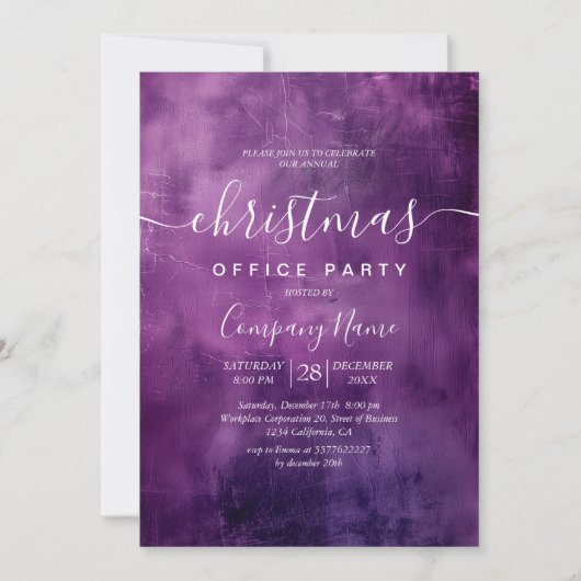 Eenvoudig Rustiek Paarse Kerst Kantoor Party Kaart (Voorkant)