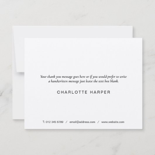 Eenvoudig rustiek script Business Dank u kaart (Achterkant)