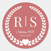 Eenvoudig rustiek stoffig Roos monogram Ronde Sticker (Voorkant)