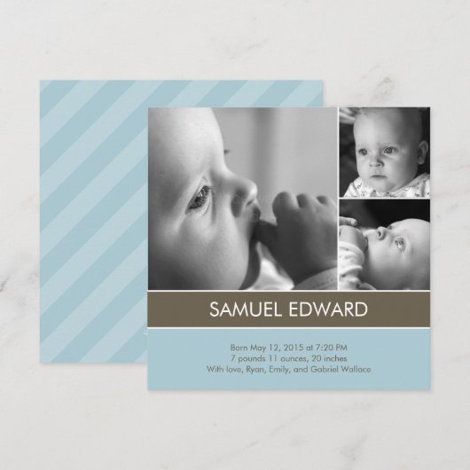 Eenvoudig rustig - 3 Aankondiging geboorte foto's (Voorkant / Achterkant)