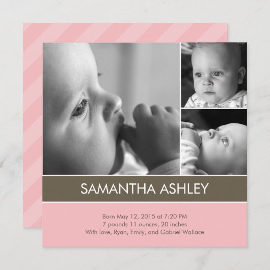 Eenvoudig rustig - 3 Aankondiging geboorte foto's (Voorkant / Achterkant)