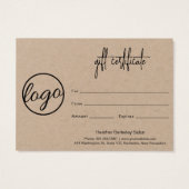 Eenvoudig Rustig Business Logo Cadeaubon Visitekaartje (Achterkant)