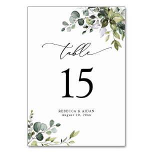 Eenvoudig Rustig Eucalyptus Greenery Table Number Kaart