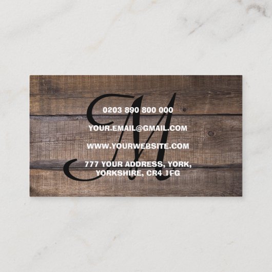 Eenvoudig Rustig Monogram script Visitekaartje (Achterkant)