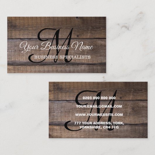 Eenvoudig Rustig Monogram script Visitekaartje (Voorkant / Achterkant)