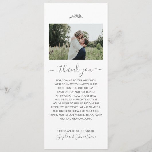 Eenvoudig Rustig Natural Botanical Herb Wedding Me Menu (Achterkant)