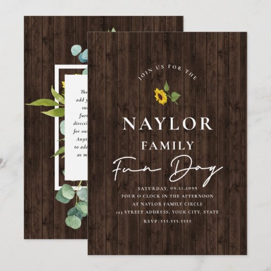 Eenvoudig rustige zonnebloemen boven de hereniging kaart (Voorkant / Achterkant)