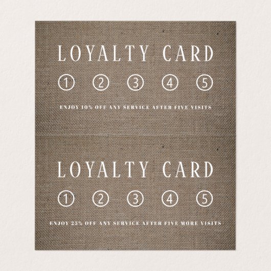 Eenvoudig Rustisch Burlap-effect Dubbele loyalitei Visitekaartje (Binnenkant ongevouwen)