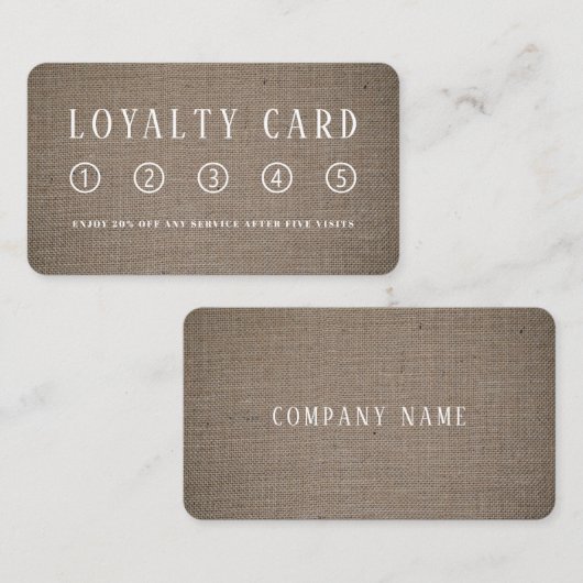 Eenvoudig Rustisch Burlap-effect Klantenkaartje (Voorkant / Achterkant)