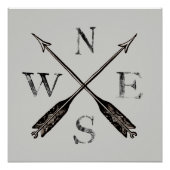 Eenvoudig Rustisch Compass Poster (Voorkant)