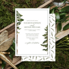 Eenvoudig Rustisch Groene Pine Tree Forest Weddens Kaart