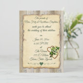 Eenvoudig Rustisch hout en oud papier, Lily & Hear Aankondiging (Staand voorkant)