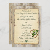 Eenvoudig Rustisch hout en oud papier, Lily & Hear Aankondiging (Voorkant / Achterkant)