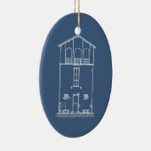 Eenvoudig Rustisch Huis Blauwdruk Nieuw Adres Bewe Keramisch Ornament (Rechts)