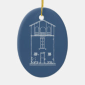 Eenvoudig Rustisch Huis Blauwdruk Nieuw Adres Bewe Keramisch Ornament (Voorkant)