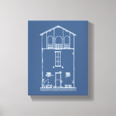 Eenvoudig Rustisch huis Modern Blueprint | Navy Bl Canvas Afdruk (Voorkant)