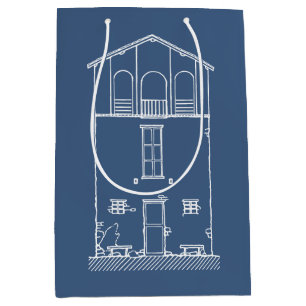 Eenvoudig Rustisch huis Modern Blueprint Navy Bl Medium Cadeauzakje